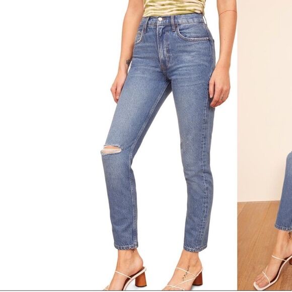 Reformation Julia High Waisted Cigarette Jeans Sonoma Destroyed color size 27 - Picture 2 of 12